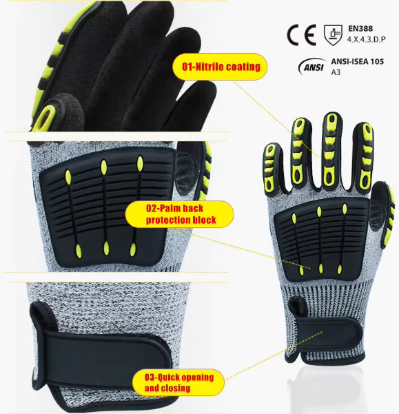Heavy-Duty Safety Work Gloves – Cut & Impact Resistant