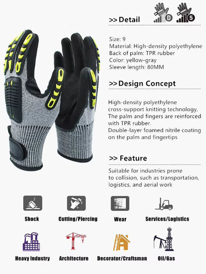 Heavy-Duty Safety Work Gloves – Cut & Impact Resistant
