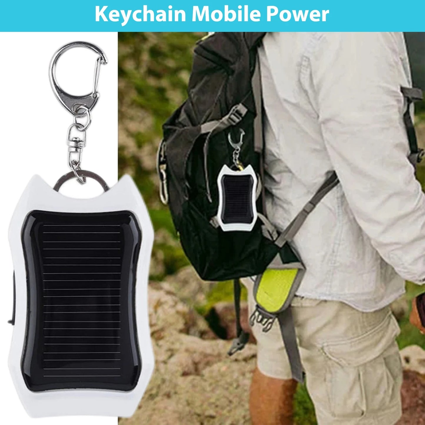 Keychain Power Bank USB External Solar 950mAH