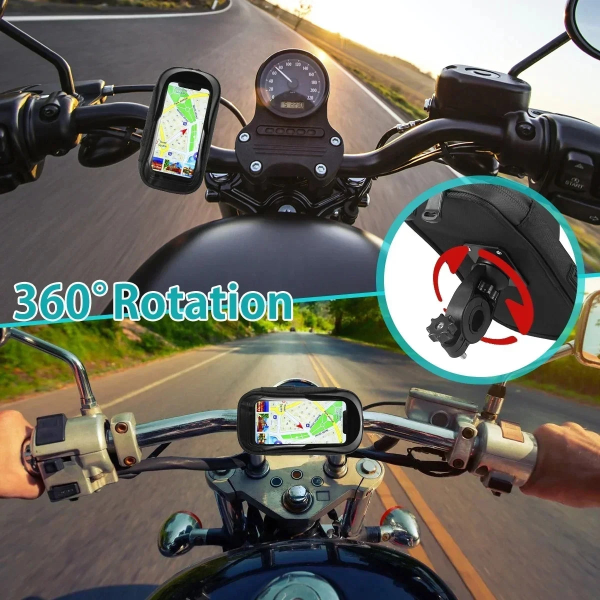 Waterproof Motorcycle Phone Holder – Secure & Touch Sensitive