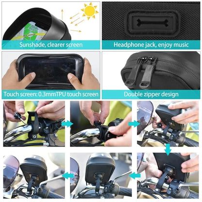 Waterproof Motorcycle Phone Holder – Secure & Touch Sensitive