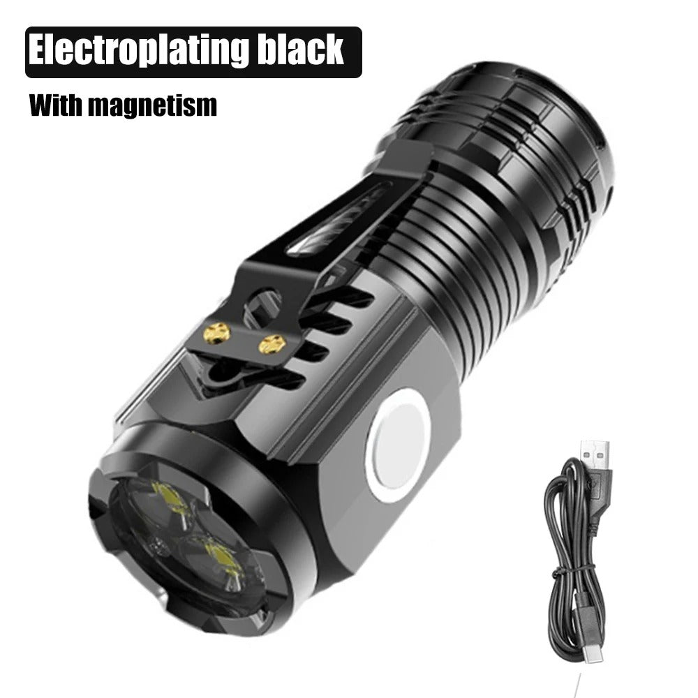 New Ultra Powerful Flashlight 3 Core LED Mini Tactical Flashlight USB Rechargeable High Power LED Torch With Magnet Hand Lamp