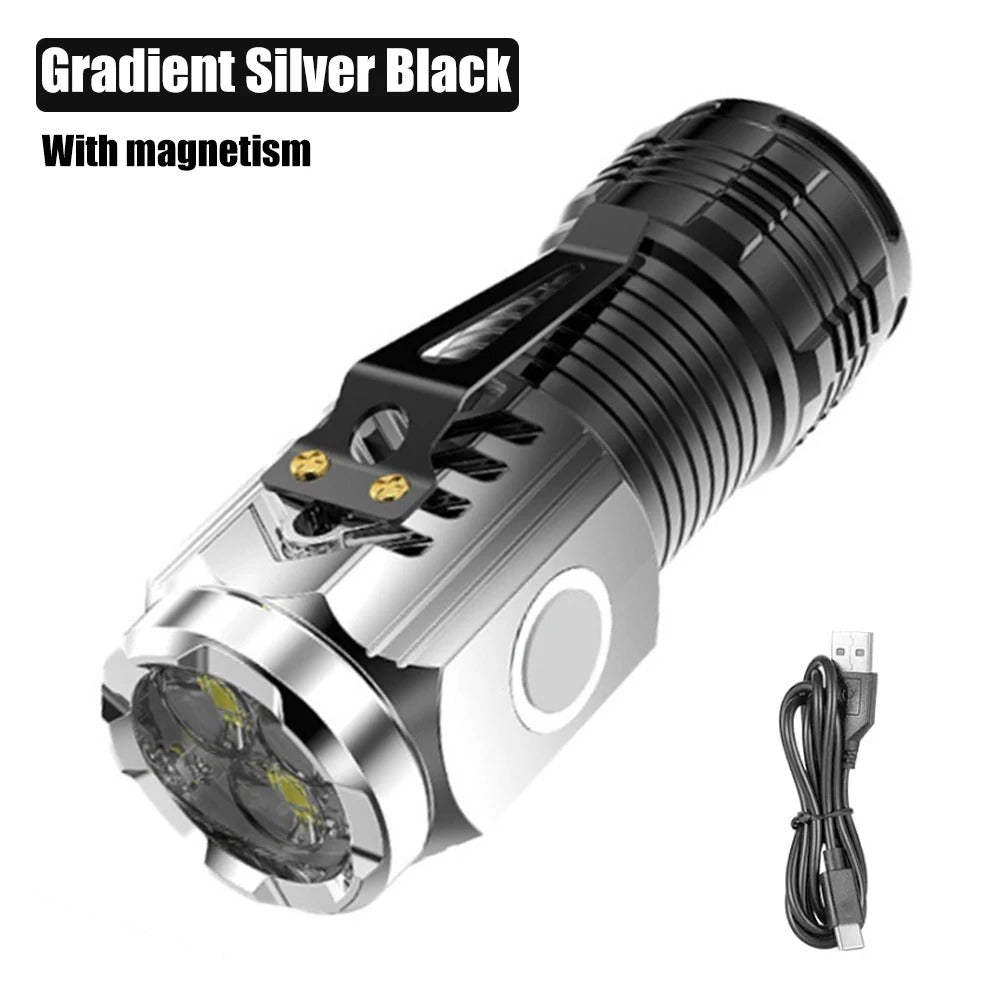 New Ultra Powerful Flashlight 3 Core LED Mini Tactical Flashlight USB Rechargeable High Power LED Torch With Magnet Hand Lamp